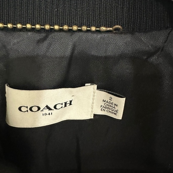 Coach Shrunken Leather Varsity Jacket In Metallic Cadet Blue I Size 2 - Picture 14 of 16